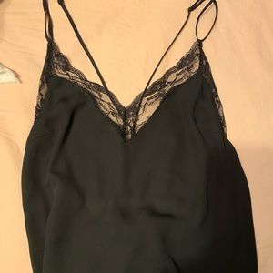 Black silk/lace low cut back tank